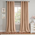 MIULEE Velvet Curtains Blush Beige Elegant Grommet Thermal Insulated Soundproof Room Darkening Curtains/Drapes for Classical Living Room Bedroom Decor 52 x 84 Inch Set of 2