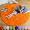 Amdrebio Orange Circle Round Rug 6Ft for Living Room Bedroom, Fluffy Furry Shag Area Rugs for Kids Room Decor Aesthetic, Cute Fuzzy Plush Shaggy Carpet for Baby Nursery Dorm Playroom, Teen Girls Boys