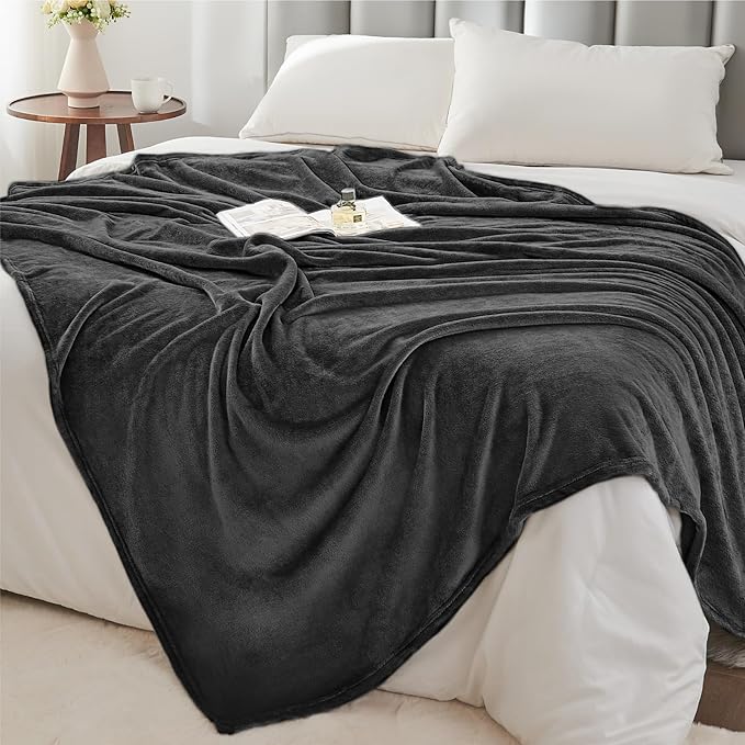 BEDELITE Fleece Blanket Charcoal Grey Throw Blankets for Couch & Bed, Luxury Plush Cozy Fuzzy 50x70 inches, Super Soft Warm Lightweight Throw for Travel Camping