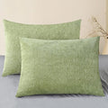 CaliTime Throw Pillow Covers Decorative 20 X 26 Inches Pack of 2 Cozy Chenille Standard Pillow Shams Cases for Couch Sofa Bed Living Room Home Sage Green