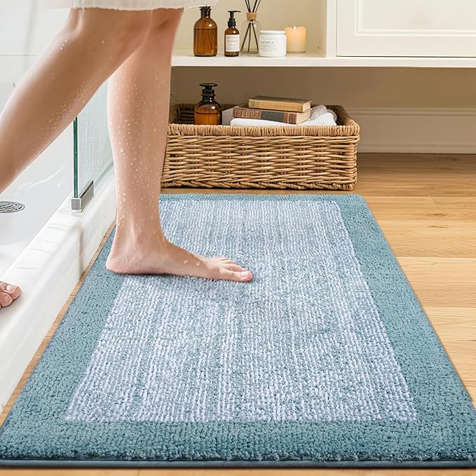 Bathroom Rugs 30x20 Non Slip Washable, Dusty Blue Bath Mat for Bathroom Floor Tub, Soft Absorbent Quick Dry Mats for Shower, Bathtub,Home Decor