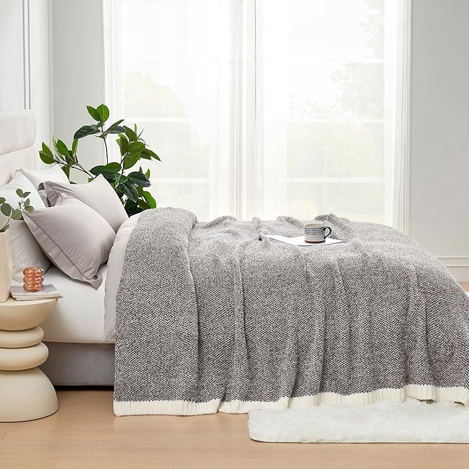 Snuggle Sac Ultra Soft Grey Bedding Blanket Twin XL, Warm Fluffy Microfiber Blankets for Bed, Living Room, Oversized Bed Blanket, Heather Dark Grey, 66x90 inches