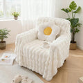 HANDONTIME White Armchair Slipcovers Dog Couch Cover Rabbit Plush Armchair Covers Faux Fur Sofa Slipcovers for Chair Cushion Couches Shaggy Couch Cover Blanket Washable Thick Soft, 71" X102"