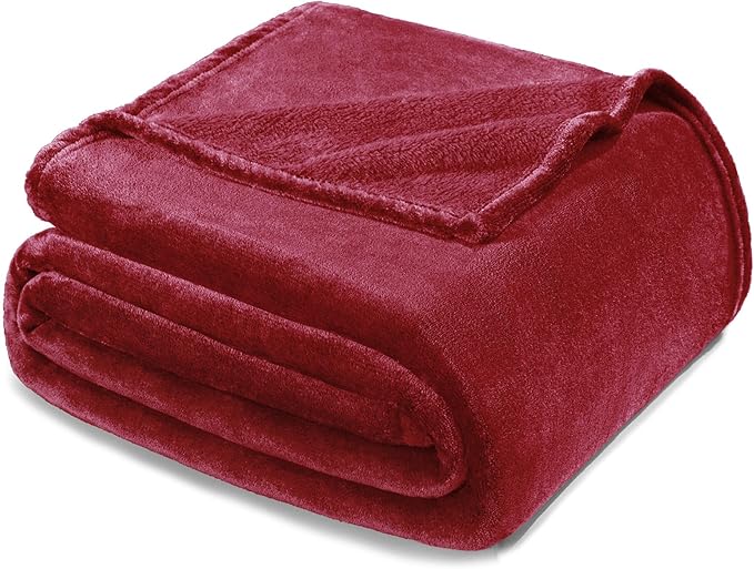 Exclusivo Mezcla Fleece Throw XL Blanket for Couch, Sofa, Super Soft and Warm Deep Red Blankets, All Season, Cozy, Plush, Lightweight, 50x70 Inches
