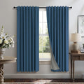 Navy Blue Black Out Curtains 63 Inch Long 2 Panel Burg Linen Textured Thermal Insulated Total Blackout Window Shades Soundproof Dark Out Curtain for Living Room Kids Children Boy Bedroom 63 Length