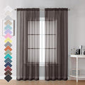 OVZME Chocolate Brown Sheer Curtains 84 Inches Long 2 Panels, Light Filtering Sheer Curtains for Living Room Bedroom, Rod Pocket Sheer Brown Drapes Window Treatments, Each 42Wx84L