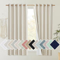 NICETOWN Natural 100% Blackout Short Curtains 63 inches Lenghth Burg for Kitchen, 2 Panels, Burlap Linen Drapes with Thermal Insulated White Liner, Keeping Out Cold Air and Heat Panels
