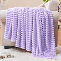 BEDELITE Fleece Throw Blanket for Couch – 3D Ribbed Jacquard Soft and Warm Decorative Fuzzy Blanket – Cozy, Fluffy, Plush Lightweight Pastel Lilac Throw Blankets for Bed, Sofa, 50x60 inches