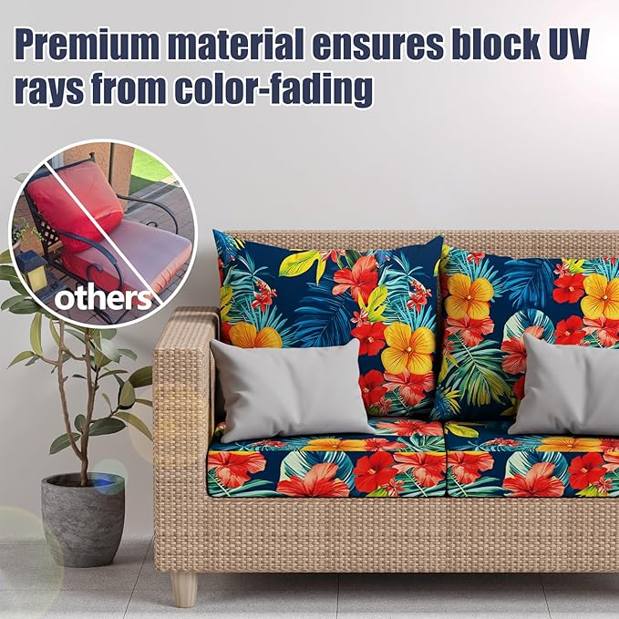 8Pcs Stretch Patio Cushion Covers, Outdoor Couch & Sofa Replacement Slipcovers for Patio Furniture Cushion Covers, Washable Reusable Furniture Protector