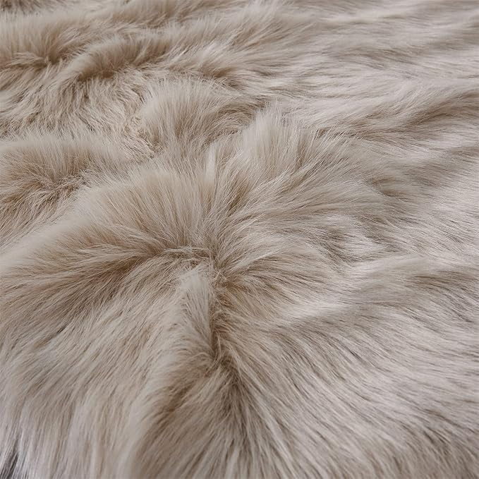 Arbosofe Ultra Soft Faux Fur Rug, Area Rugs, Beige Fluffy Shaggy Fur Rug for Bedroom & Living Room, Kids Room Decor, 2 x 6 Feet Sheepskin