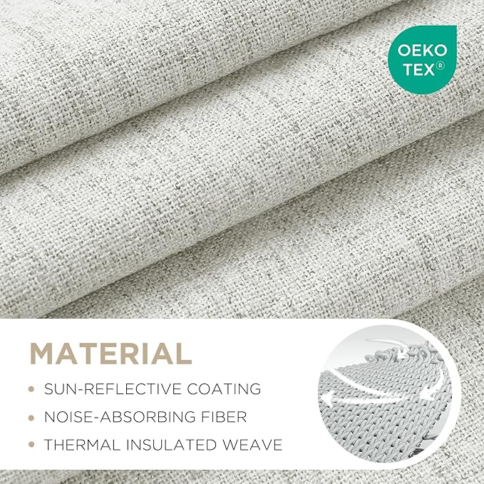 Joydeco Blackout Curtains for Bedroom - 100% Light Blocking 2 Panels Set White Drapes 37" W x 72" L, Thermal Insulated Room Darkening Curtains, Linen Textured for Living Room, Rod Pocket & Back Tabs