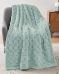 Utopia Bedding Sage Green Checkered Fleece Throw Blanket for Couch or Bed, Soft Plush Cozy Blanket for Women and Men, Ultra Comfy Travel-Friendly Bed Throws for Relaxation, 50x60 Inches