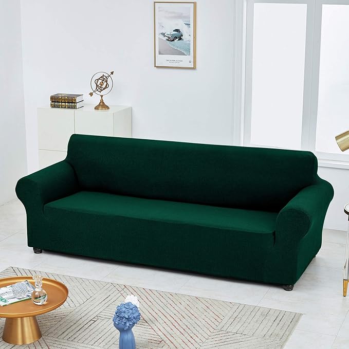 Joccun Christmas Stretch Loveseat Couch Cover Slipcover, 1-Piece Sofa Cover for 2 Cushion Couch Spandex Jacquard Washable Furniture Protector Cover for Living Room,Kids,Pets（Loveseat,Hunter）