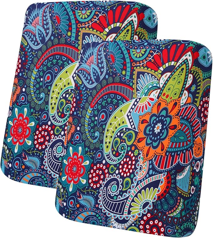 hyha Printed Couch Cushion Covers, Floral Sofa Covers Washable for 2 Cushion Couch, Stretch Pattern Outdoor Cushion Covers for Patio Furniture with Elastic Bottom(2 Packs, Paisley)