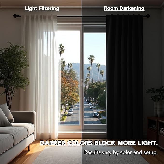 Deconovo Blackout Curtains, Thermal Insulated, W70 x L108 2 Panels, Back Tab, Machine Washable, Room-Darkening Drapes for Bedroom/Living Room Black