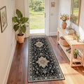 RELEANY Area Rugs 2'x6' Runner Rug Non Slip Washable for Kitchen Hallway Bedroom Beside Laundry Room Bathroom Rug, Floor Carpet, Black Brown Neutral Dark Tan