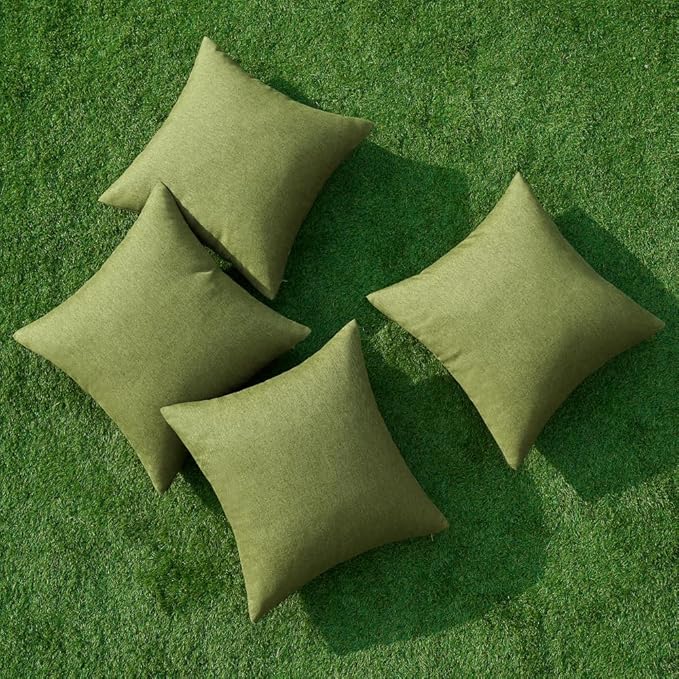 MIULEE Pack of 4 Decorative Throw Pillow Covers Linen Waterproof Pillow Covers Farmhouse Cushion Cases for Outdoor Patio Garden Tent Balcony Couch Sofa18x18 inch Green