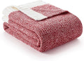Snuggle Sac Red Throw Blanket for Couch, Super Soft Warm Christmas Red Blankets Cozy Knit Fuzzy Plush Lightweight Throws for Sofa, Bed, Camping, Heather Red, 50x60 inches
