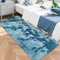 Super Soft Fluffy Living Room Area Rug 2x5 ft Tie-Dyed Light Blue Shaggy Furry Carpet Washable Non-Slip Floor Rugs Bedroom Bedside Nursery Rug Fuzzy Girls Boy Dorm Home Decor Aesthetic