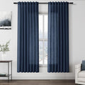 Denim Blue Linen Curtains 72 Inch Length for Living Room Sheer Lightweight Door Drapes 2 Panels Set for Kids Bedroom Light Filtering Back Tab Rod Pocket Curtain for Kitchen Protect Privacy 52x72