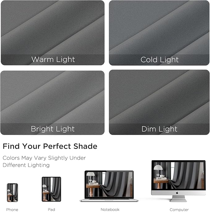 CUCRAF Light Grey Blackout Curtains 96 inch Length 2 Panels Set, Rod Pocket Room Darkening Drapes for Bedroom Living Room, Insulated Thermal Light Blocking Window Curtain (W52 x L96 Inch)