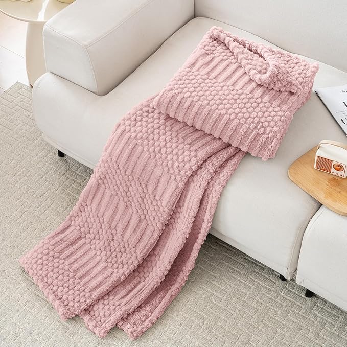 50x70 Inch Pink Throw Blanket - Soft & Fluffy Fleece, Cute & Aesthetic, Perfect for Sofa, Couch, Chair, Bed, Living Room & Bedroom, All-Season Use, Plush & Cozy Decorative Blanket