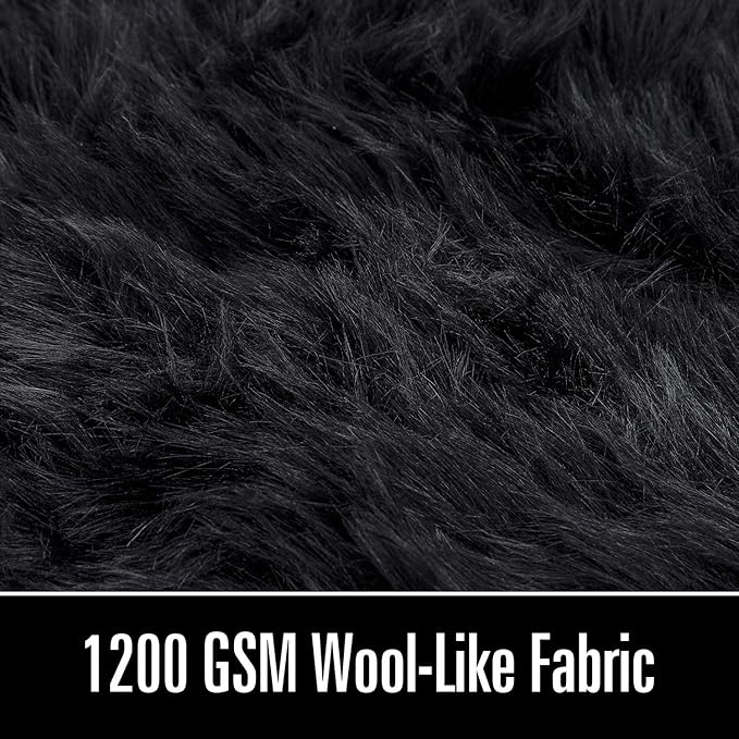 LOCHAS Soft Fluffy Faux Fur Rugs for Bedroom Bedside Rug 2x3 Feet, Washable, Furry Sheepskin Area Rug for Living Room Girls Room, Luxury Shag Carpet Home Decor, Black
