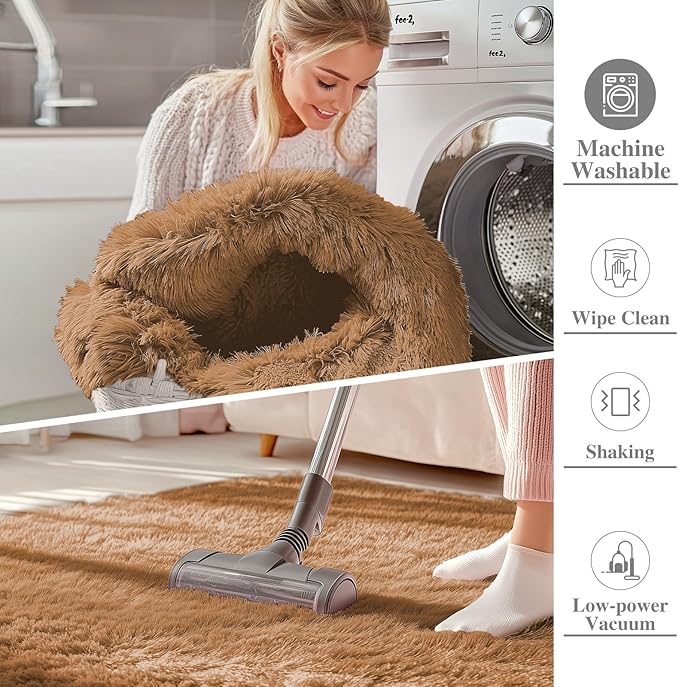 OLANLY 5x8 Machine Washable Large Area Rugs for Living Room, Bedroom, Soft Fluffy Shaggy Bedside Rug, Indoor Floor Carpet for Kids Girls and Boys, Dorms, Nursery, Home Decor Aesthetic, Khaki