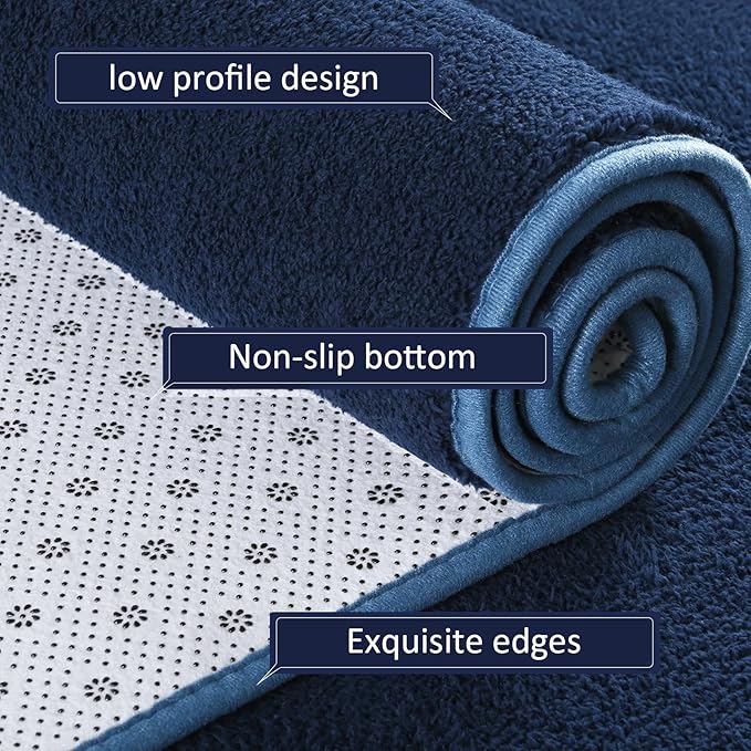 AROGAN Modern Shag Area Rug for Bedroom, 4x6 Feet Washable Rugs for Living Room, Indoor Floor Carpet, Plush Memory Foam Bedside Rugs for Kids Girls Teens Room Low Pile, Navy Blue