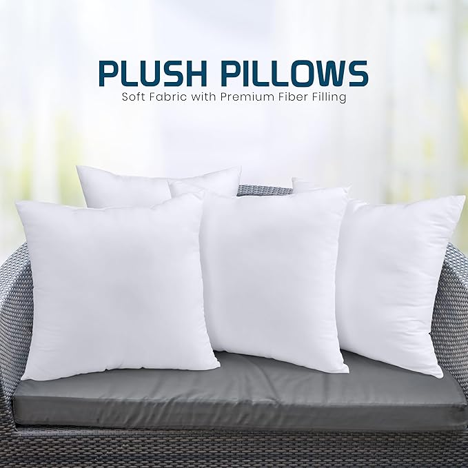 Utopia Bedding Throw Pillows (Set of 4, White) – 22 x 22 Inches Down Alternative Pillows for Bed, Sofa, and Couch - Fluffy Decorative Stuffer Pillow for Indoors & Outdoors