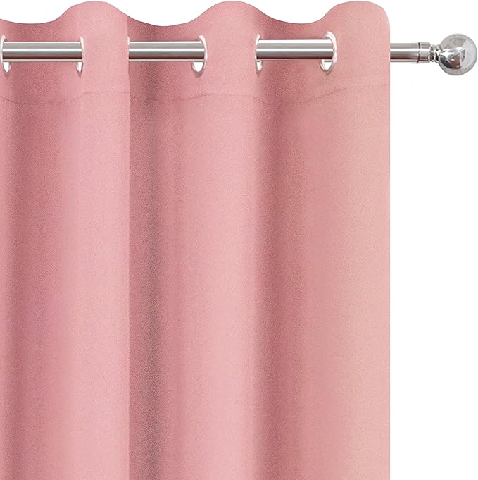 LEMOMO Pink Thermal Blackout Curtains/52 x 54 Inch/Set of 2 Panels Room Darkening Curtains for Bedroom