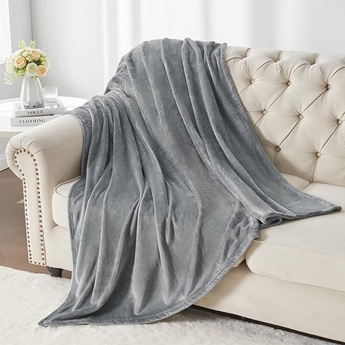 BEDELITE Fleece Blanket Twin Size Grey Throw Blanket for Couch & Bed, Luxury Plush Cozy Fuzzy Blanket 60x80 inches, Super Soft Warm Lightweight Throw Blanket for Travel Camping
