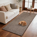 FinRèc 2x6 Washable Runner Rugs for Kitchen Hallway Bedroom, Low Pile Thin Rug Solid Color, Non-Slip Carpet Indoor for Home Decor (Brown)
