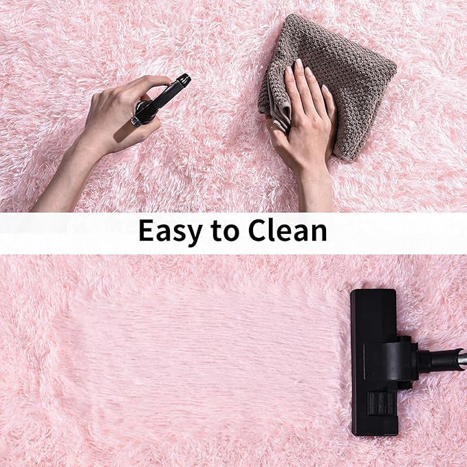 Soft Shag Runner Rugs for Girls Bedroom, 2x6 Pink Fluffy Throw Area Rug Non Slip for Hallways Kids Bedside Dorm, Long Shaggy Furry Carpet for Nursery Living Room