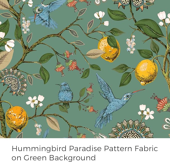 Topfinel Kitchen Curtains 45 Inch Length Floral Spring Curtains for Cafe, Vintage French Country Grommet Botanical Hummingbird Woodland Victorian Patterned Sage Green Blackout Curtains 45 Inches Long