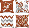 Hexagram Geometric Burnt Orange Pillow Covers 18x18 Set of 4, Decorative Outdoor Boho Modern Throw Pillow Covers, Home Sweet Home Farmhouse Cushion Case for Couch Sofa Bedroom Indoor Decor(No Insert)