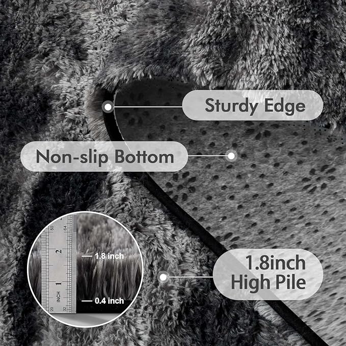 9x12 Ft Extra Large Shag Rugs for Living Room, Ultra Soft Fluffy Furry Area Rugs for Bedroom Indoor Floor, Aesthetic Carpet for Kids Home Decor (Black)