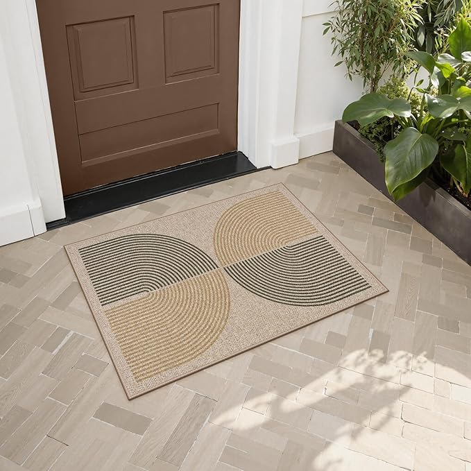 Lahome Enfys Rainbow 20"x32" Door Mat Indoor Entrance, Small Indoor Outdoor Door Easy Jute Rug, Farmhouse Neutral Non Slip Non Shedding Washable Kitchen Mats for Floor Entryway