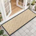OLANLY Front Door Mat Indoor Outdoor Entrance, Waterproof All-Season, All-Weather Doormat, Sturdy Natural Rubber, Low Profile, Easy Clean Patio Porch Entryway Mat, Herringbone Brick (Beige, 47x17)