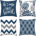 Hexagram Geometric Blue Pillow Covers 16x16 Set of 4, Decorative Outdoor Boho Modern Throw Pillow Covers, Home Sweet Home Farmhouse Cushion Case for Couch Sofa Bedroom Indoor Decor(No Insert)