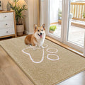 OLANLY Dog Door Mat for Muddy Paws 54x32, Paw Print Design, Absorbs Moisture and Dirt, Absorbent Non-Slip Washable Doormat, Quick Dry Chenille Mud Mat for Dogs, Entry Indoor Entryway Carpet, Beige