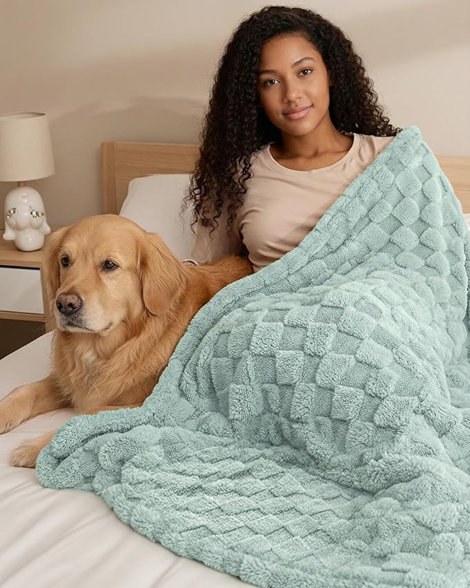 Utopia Bedding Sage Green Checkered Fleece Throw Blanket for Couch or Bed, Soft Plush Cozy Blanket for Women and Men, Ultra Comfy Travel-Friendly Bed Throws for Relaxation, 50x60 Inches
