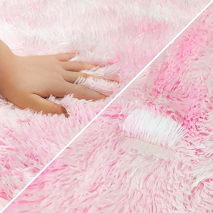 Small Area Rug for Bedroom 2x3ft Mini Tie-Dye Pink Fluffy Rug Mat Bedside Throw Rug for Kids Room Boys Teens Nursery Baby Dorm Living Room Home Decor Aesthetic Carpets