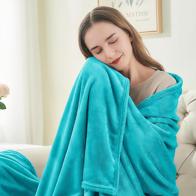 BEDELITE Fleece Blanket Teal Throw Blanket for Couch & Bed, Luxury Plush Cozy Fuzzy Blanket 50" x 70", Super Soft Warm Lightweight Fall Throw Blanket for Travel Camping