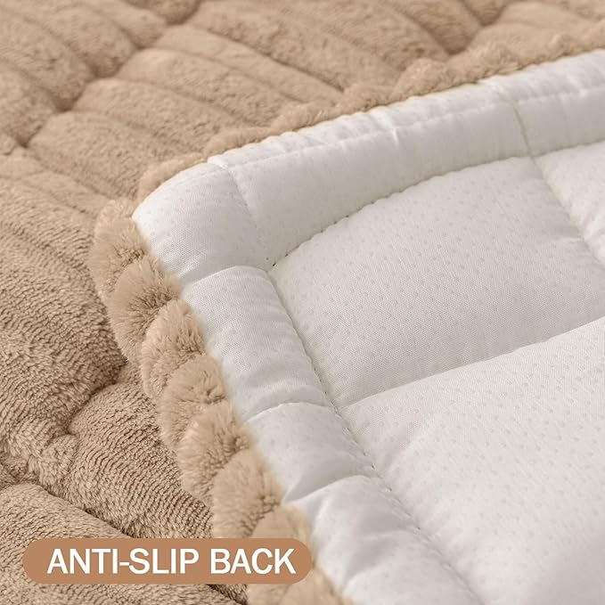 Smiry Couch Cover for Dogs Washable, Non Slip Fuzzy Pet Couch Covers for 3 Cushion Sofa Pet Friendly, Thick Soft Sofa Slipcovers Cushion Protector (Khaki, 27.6" x 47")