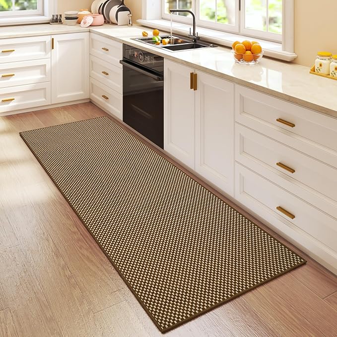 YDKGL 2x5 ft Hallway Runner Rug Boho Woven Washable Kitchen Runner Rugs Mat Non Slip, Soft Entryway Laundry Hall Runner Floor Carpet for Indoor Backdoor Bedroom Kitchen Living Room, Dark Brown/Coffee