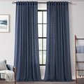 Navy Blue Curtains for Living Room Back Tab Modern Farmhouse Semi Sheer Blue Curtains 132 inches Long 2 Panels Set Muted Neutral Window Curtain for Dining Room Bedroom 52x132