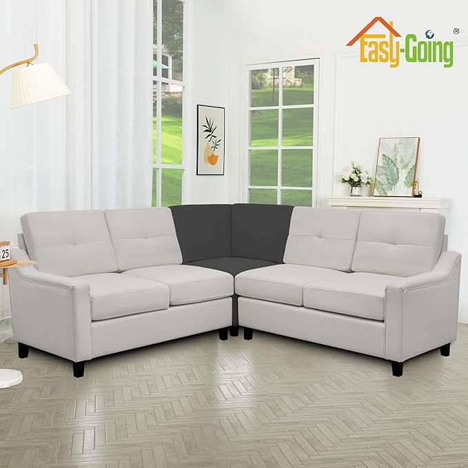 Easy-Going Stretch Sectional Corner Sofa Slipcover 1-Piece Couch Sofa Cover Furniture Protector Soft with Elastic Bottom for Kids, Pet, Spandex Jacquard Fabric Dark Gray