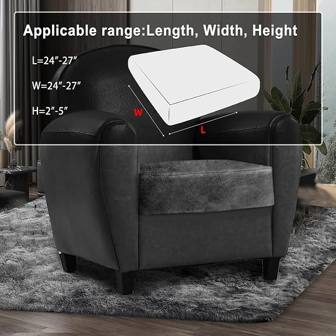 Leather Look Couch Cushion Covers Sofa Seat Slipcovers Sets Couches Furniture Protector for Sectional Armchair Loveseat Pets Kids Stretch Spandex Fabric (1 Cushion Armchair, Dark Grey)