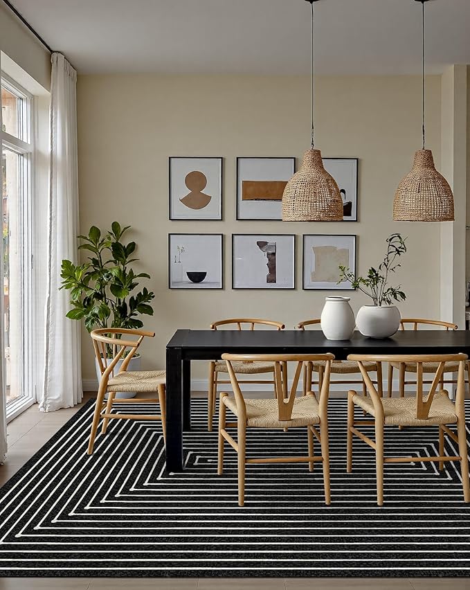 Latte&Fog 5x7 Area Rugs for Living Room Bedroom, Modern Abstract Washable Rug, Boho Non Slip Low Pile Carpet for Indoor Dining Room, Office, Dorm, Classroom, Farmhouse and Kids Room